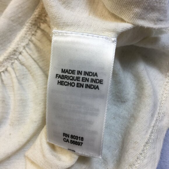 Lucky Brand Blouse Top Sz L Womans Ivory Cream Linen Knit Embroidered Lace Boho - Picture 10 of 16